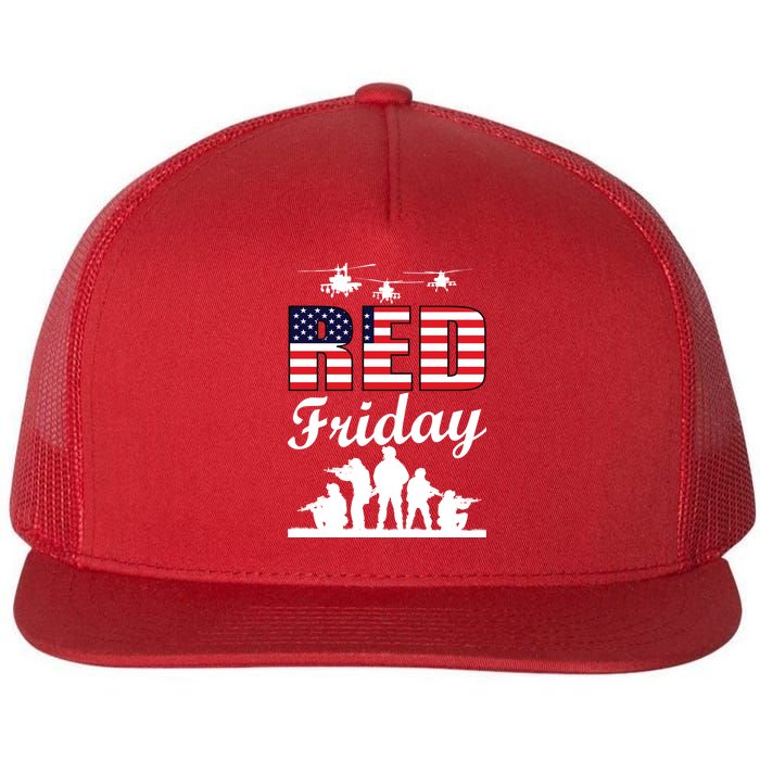 Red Friday Veterans Tribute Flat Bill Trucker Hat