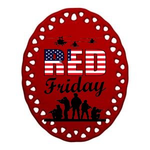 Red Friday Veterans Tribute Ceramic Oval Ornament