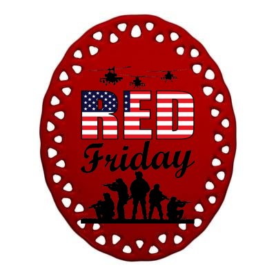 Red Friday Veterans Tribute Ceramic Oval Ornament