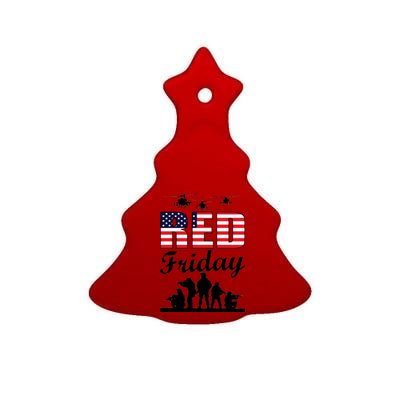 Red Friday Veterans Tribute Ceramic Tree Ornament