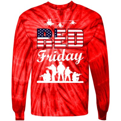 Red Friday Veterans Tribute Tie-Dye Long Sleeve Shirt