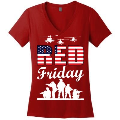 Red Friday Veterans Tribute Women's V-Neck T-Shirt