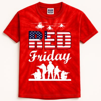 Red Friday Veterans Tribute Kids Tie-Dye T-Shirt