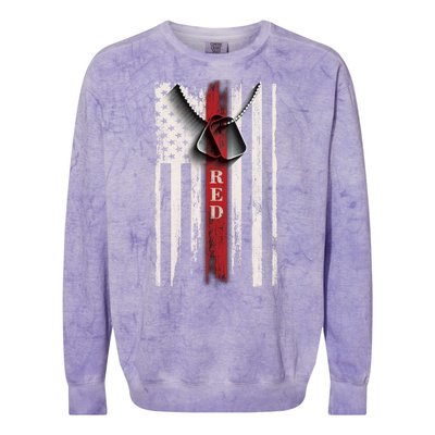 Red Friday Vintage American Flag Colorblast Crewneck Sweatshirt