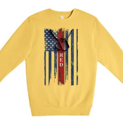 Red Friday Vintage American Flag Premium Crewneck Sweatshirt