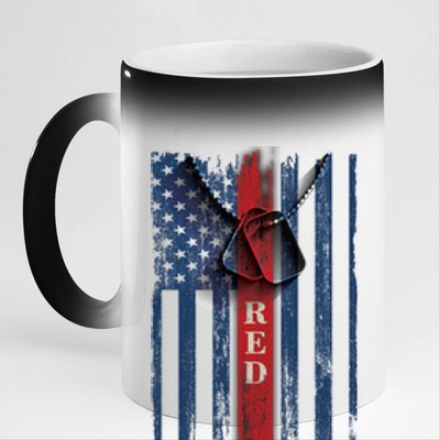 Red Friday Vintage American Flag 11oz Black Color Changing Mug