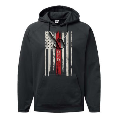 Red Friday Vintage American Flag Performance Fleece Hoodie