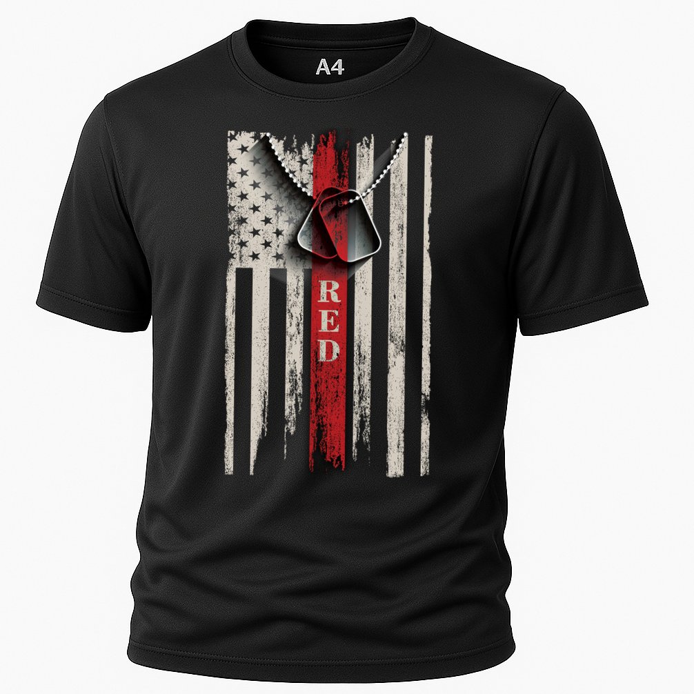 Red Friday Vintage American Flag Cooling Performance Crew T-Shirt