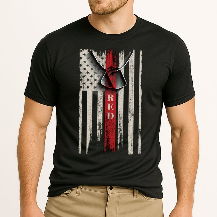 Red Friday Vintage American Flag Cooling Performance Crew T-Shirt