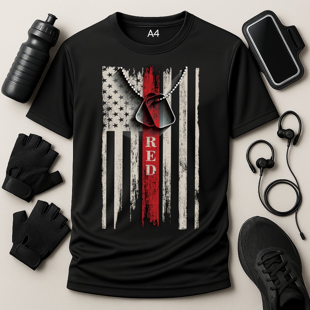 Red Friday Vintage American Flag Cooling Performance Crew T-Shirt