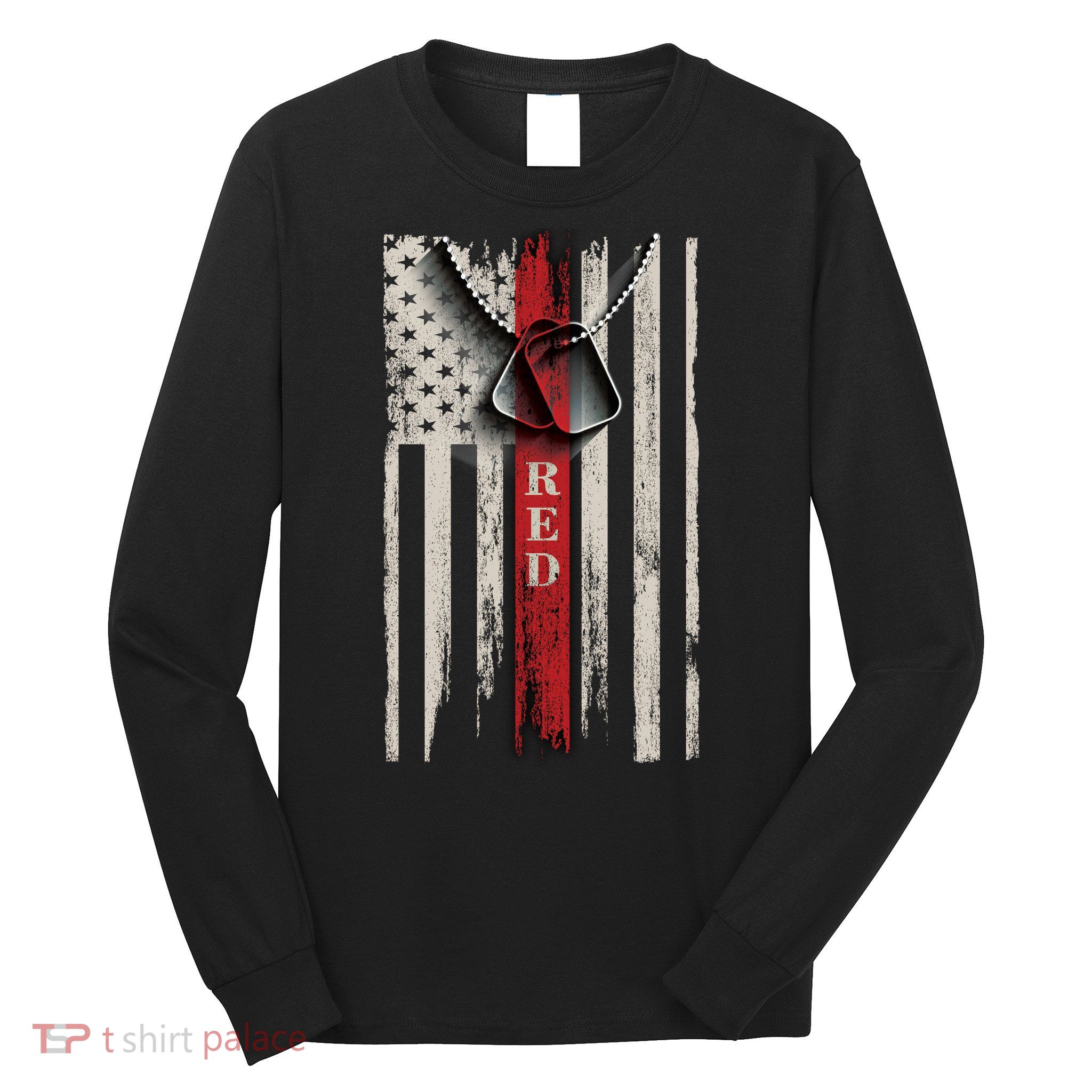 Red Friday Vintage American Flag Long Sleeve Shirt