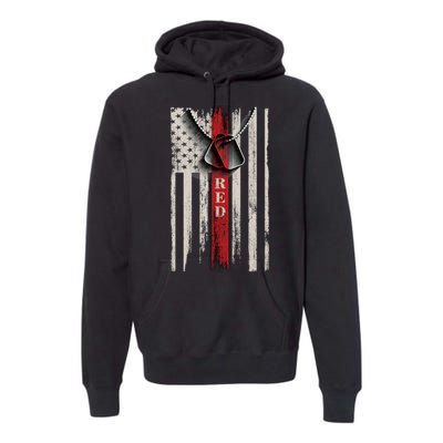 Red Friday Vintage American Flag Premium Hoodie