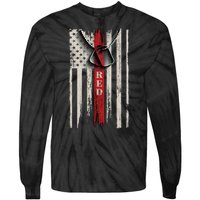 Red Friday Vintage American Flag Tie-Dye Long Sleeve Shirt