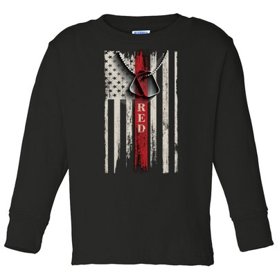 Red Friday Vintage American Flag Toddler Long Sleeve Shirt