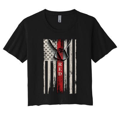 Red Friday Vintage American Flag Crop Top