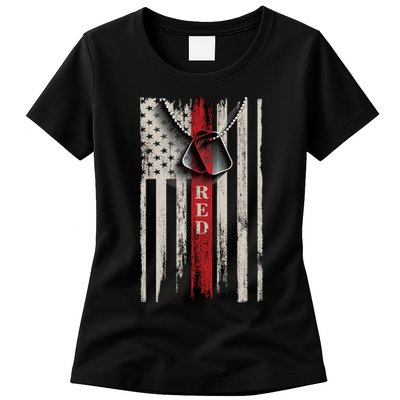 Red Friday Vintage American Flag Womens T-Shirt