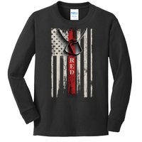 Red Friday Vintage American Flag Kids Long Sleeve Shirt