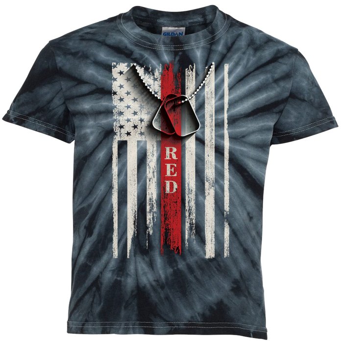 Red Friday Vintage American Flag Kids Tie-Dye T-Shirt