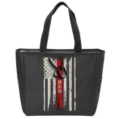 Red Friday Vintage American Flag Zip Tote Bag