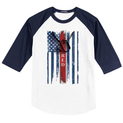 Red Friday Vintage American Flag Baseball Sleeve Shirt