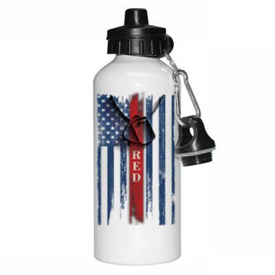 Red Friday Vintage American Flag Aluminum Water Bottle