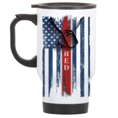 Red Friday Vintage American Flag Stainless Steel Travel Mug