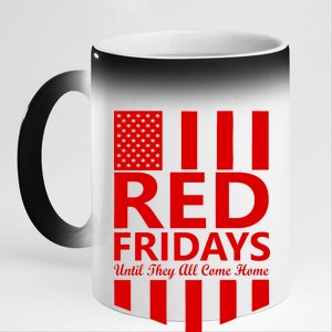 Red Fridays Military Flag 11oz Black Color Changing Mug