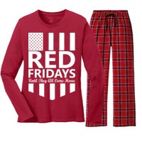 Red Fridays Military Flag Women's Long Sleeve Flannel Pajama Set 