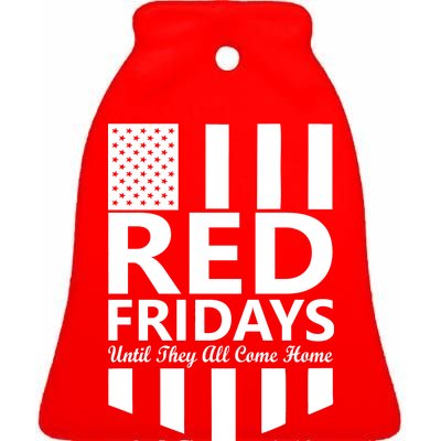 Red Fridays Military Flag Ceramic Bell Ornament