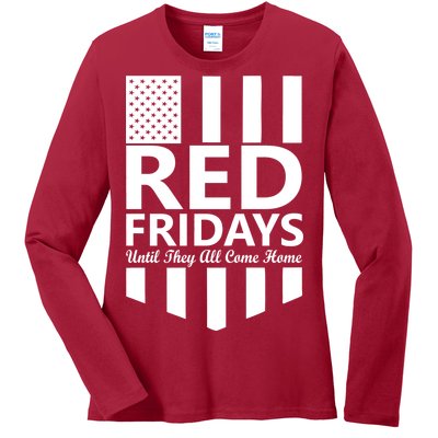 Red Fridays Military Flag Ladies Long Sleeve Shirt