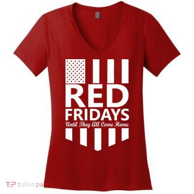 Red Fridays Military Flag Women's V-Neck T-Shirt