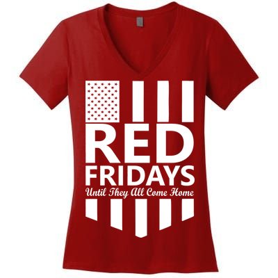 Red Fridays Military Flag Women's V-Neck T-Shirt