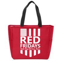 Red Fridays Military Flag Zip Tote Bag