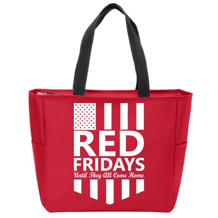 Red Fridays Military Flag Zip Tote Bag