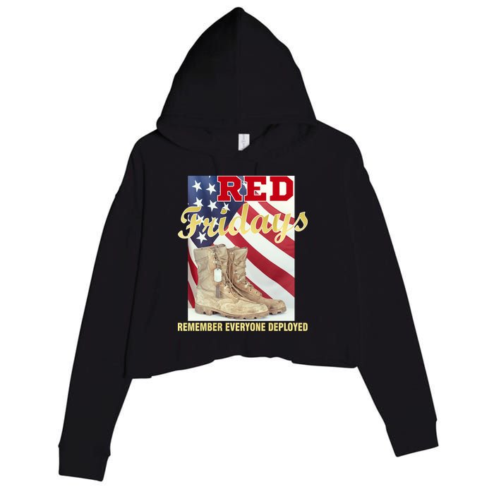 Red Fridays Remember Everyone Deployed Crop Fleece Hoodie
