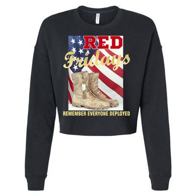Red Fridays Remember Everyone Deployed Cropped Pullover Crew