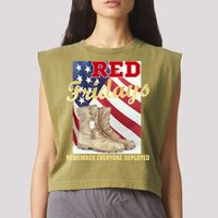 Red Fridays Remember Everyone Deployed Garment-Dyed Women's Muscle Tee
