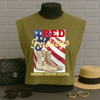Red Fridays Remember Everyone Deployed Garment-Dyed Women's Muscle Tee