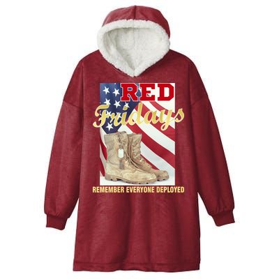 Red Fridays Remember Everyone Deployed Hooded Wearable Blanket