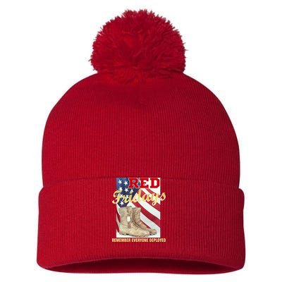 Red Fridays Remember Everyone Deployed Pom Pom 12in Knit Beanie