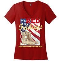 Red Fridays Remember Everyone Deployed Women's V-Neck T-Shirt