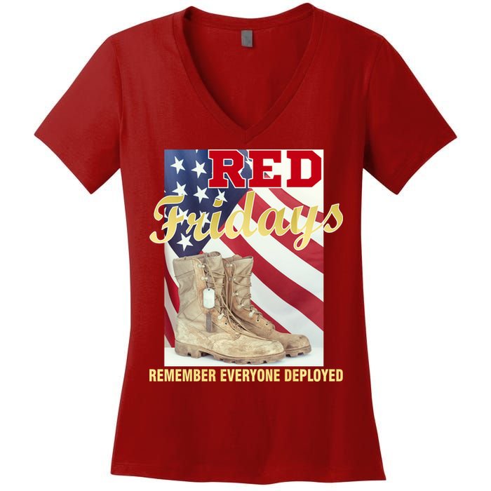 Red Fridays Remember Everyone Deployed Women's V-Neck T-Shirt
