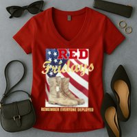 Red Fridays Remember Everyone Deployed Women's V-Neck T-Shirt