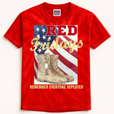 Red Fridays Remember Everyone Deployed Kids Tie-Dye T-Shirt