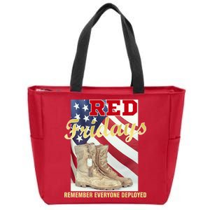 Red Fridays Remember Everyone Deployed Zip Tote Bag