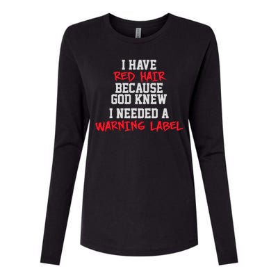 Red Head Warning Label Womens Cotton Relaxed Long Sleeve T-Shirt