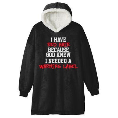 Red Head Warning Label Hooded Wearable Blanket