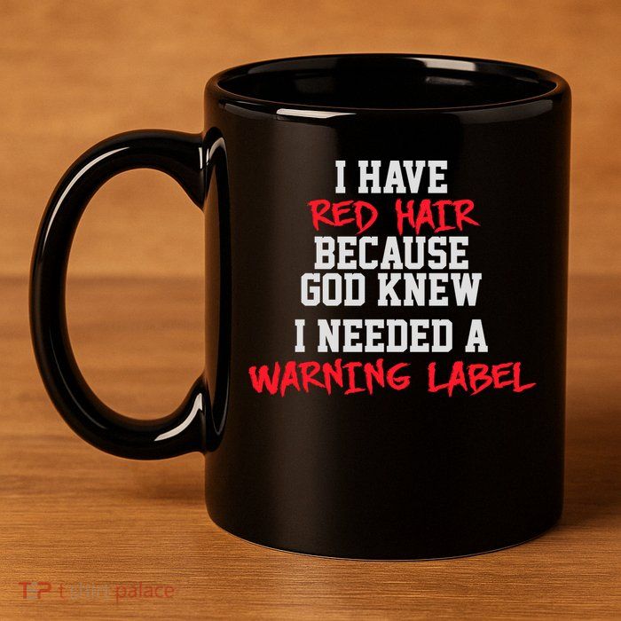 Red Head Warning Label 11oz C Handle Ceramic Mug