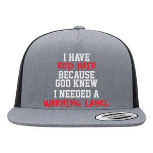 Red Head Warning Label Flat Bill Trucker Hat