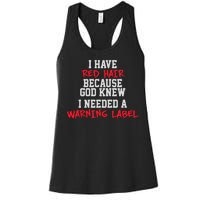 Red Head Warning Label Women's Racerback Tank